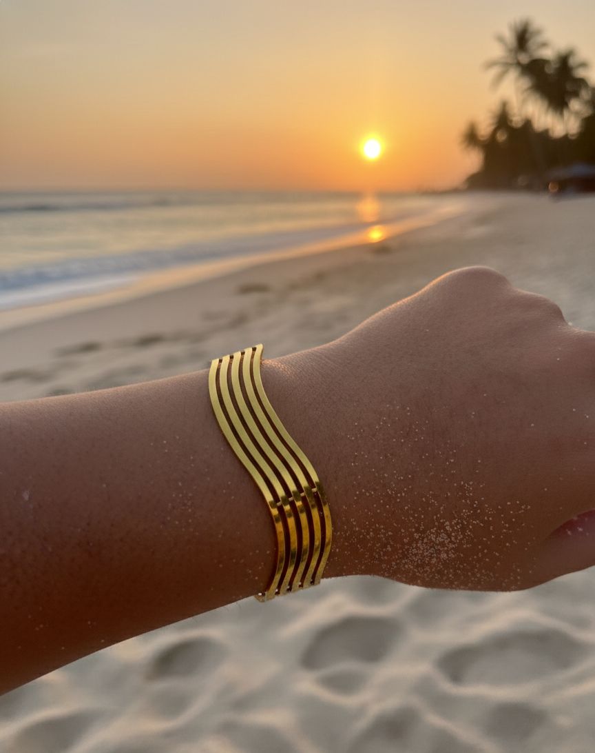 Women Curve Cuff Kada Bracelet (Anti Tarnish) (Adjustable) - Nimé By Shop Trendys