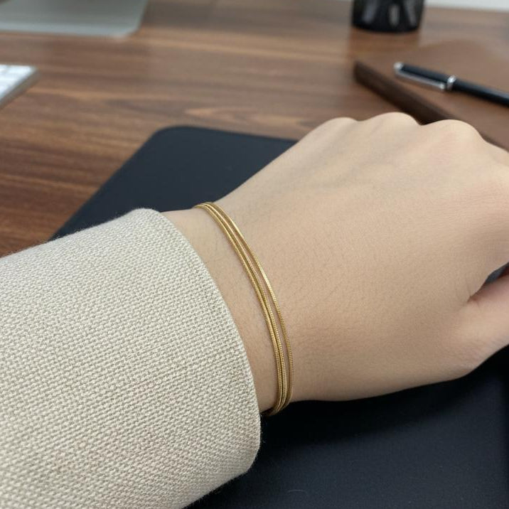 Golden Chain Layered Stainless Steel Bracelet (Anti Tarnish) - Nimé By Shop Trendys