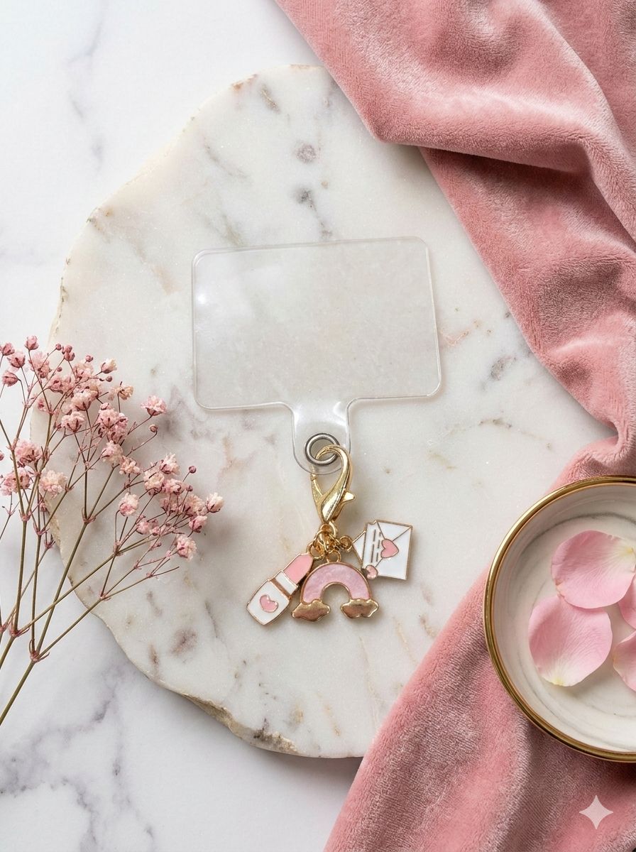 Lipstick, Rainbow, Letter Phone Charm - Nimé By Shop Trendys