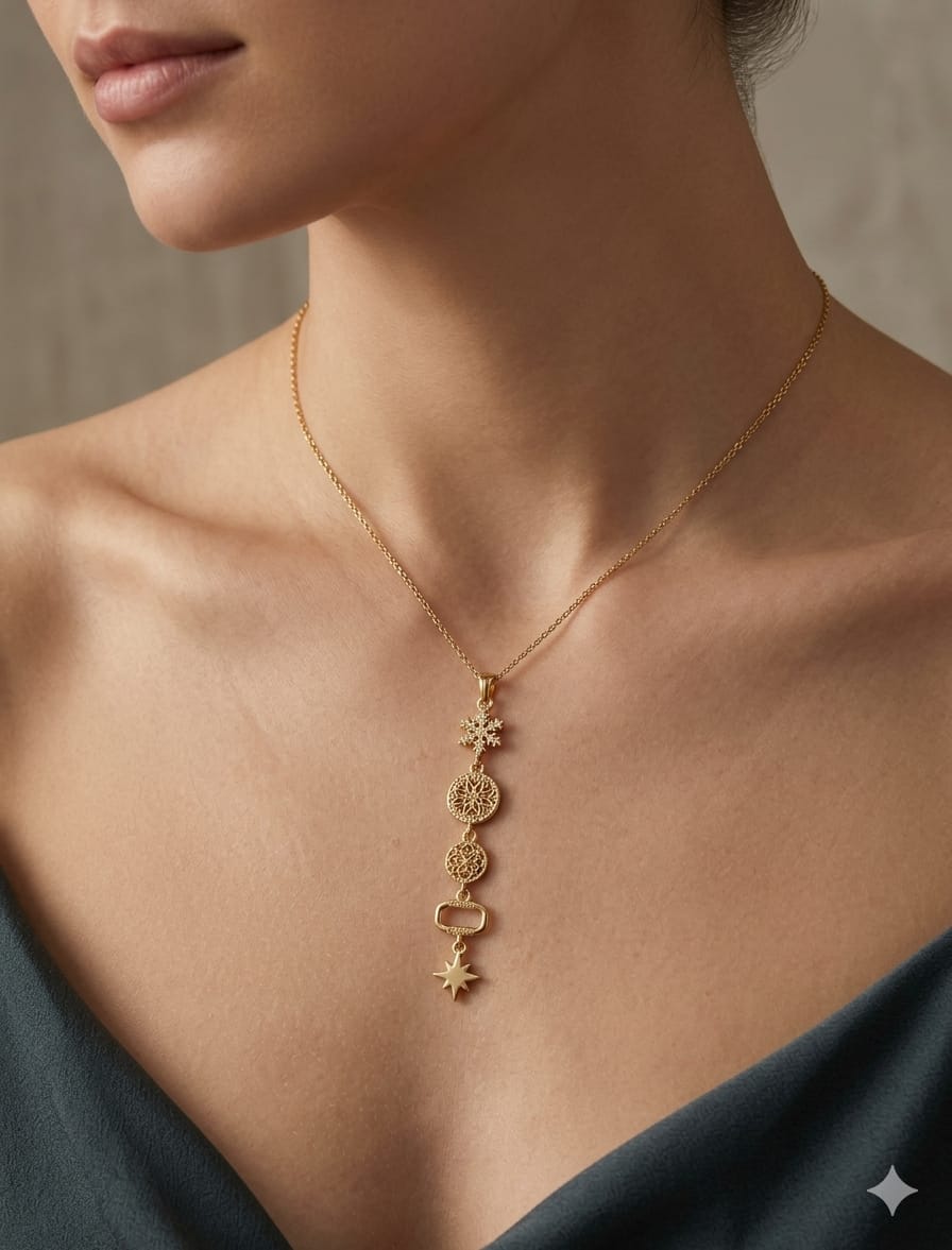 Snowflake Drop Y Necklace (Anti Tarnish) - Nimé By Shop Trendys