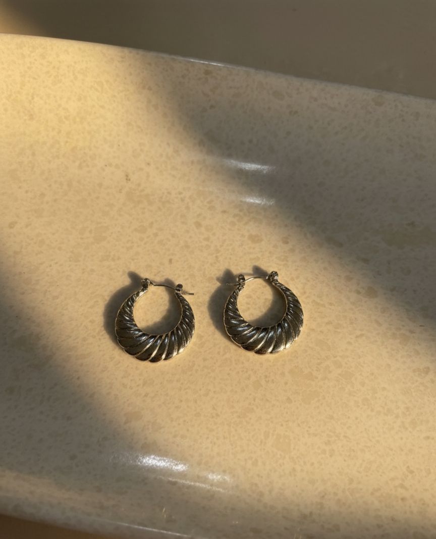 Women Silver Curve Bali Halo Earring (Anti Tarnish)