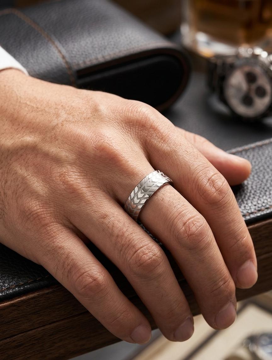 Silver Wheel Men Ring