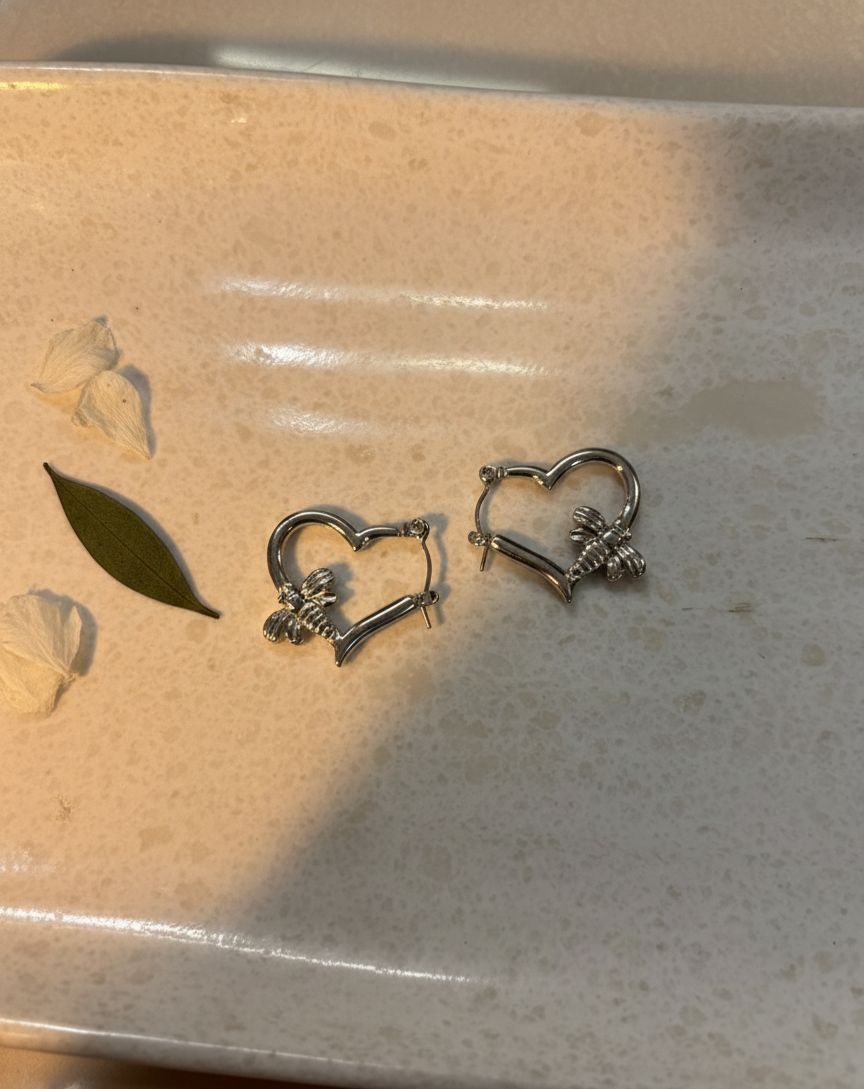 Women Silver Heart Fly Bali Halo Earring (Anti Tarnish)