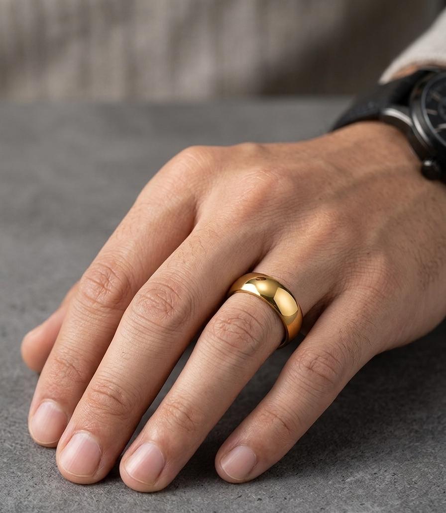 Plain Golden Band Men Ring
