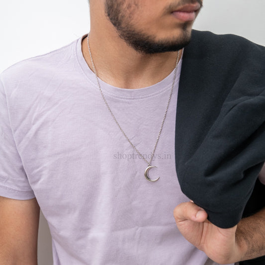 Men Crescent Moon Chain Necklace