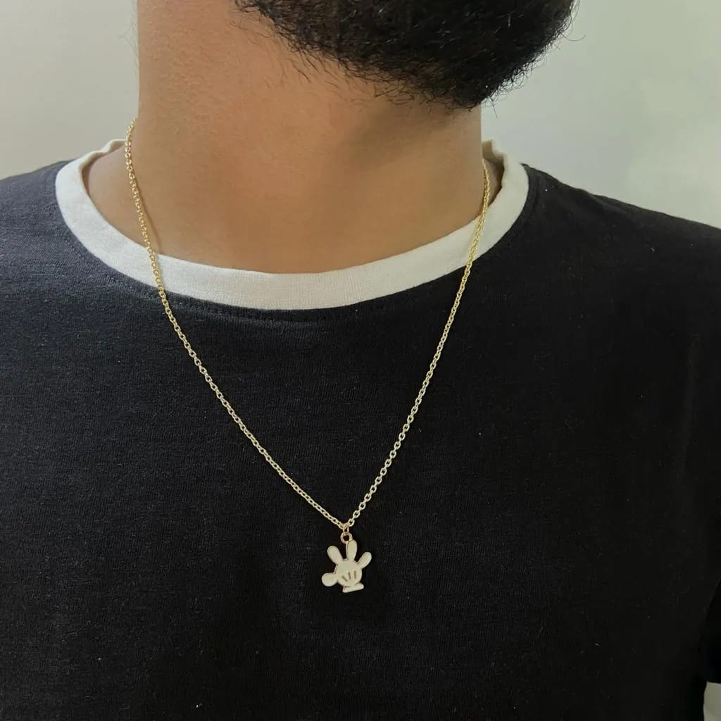 Men Mickey Hand Chain Necklace