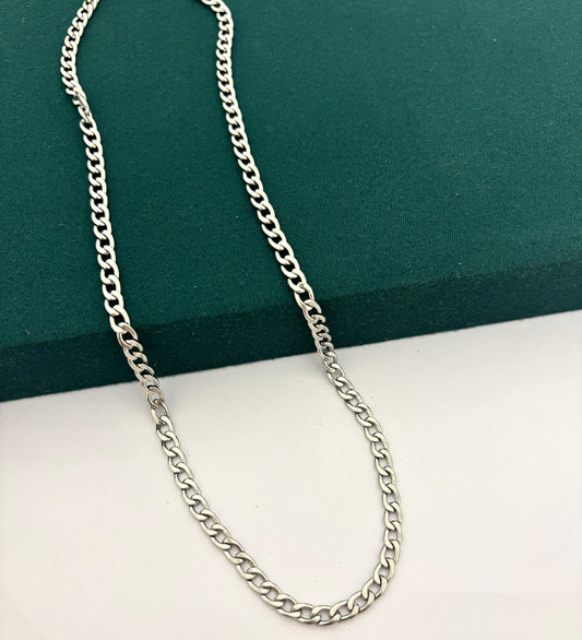 Edgy Silver Men Chain Necklace (Stainless Steel)