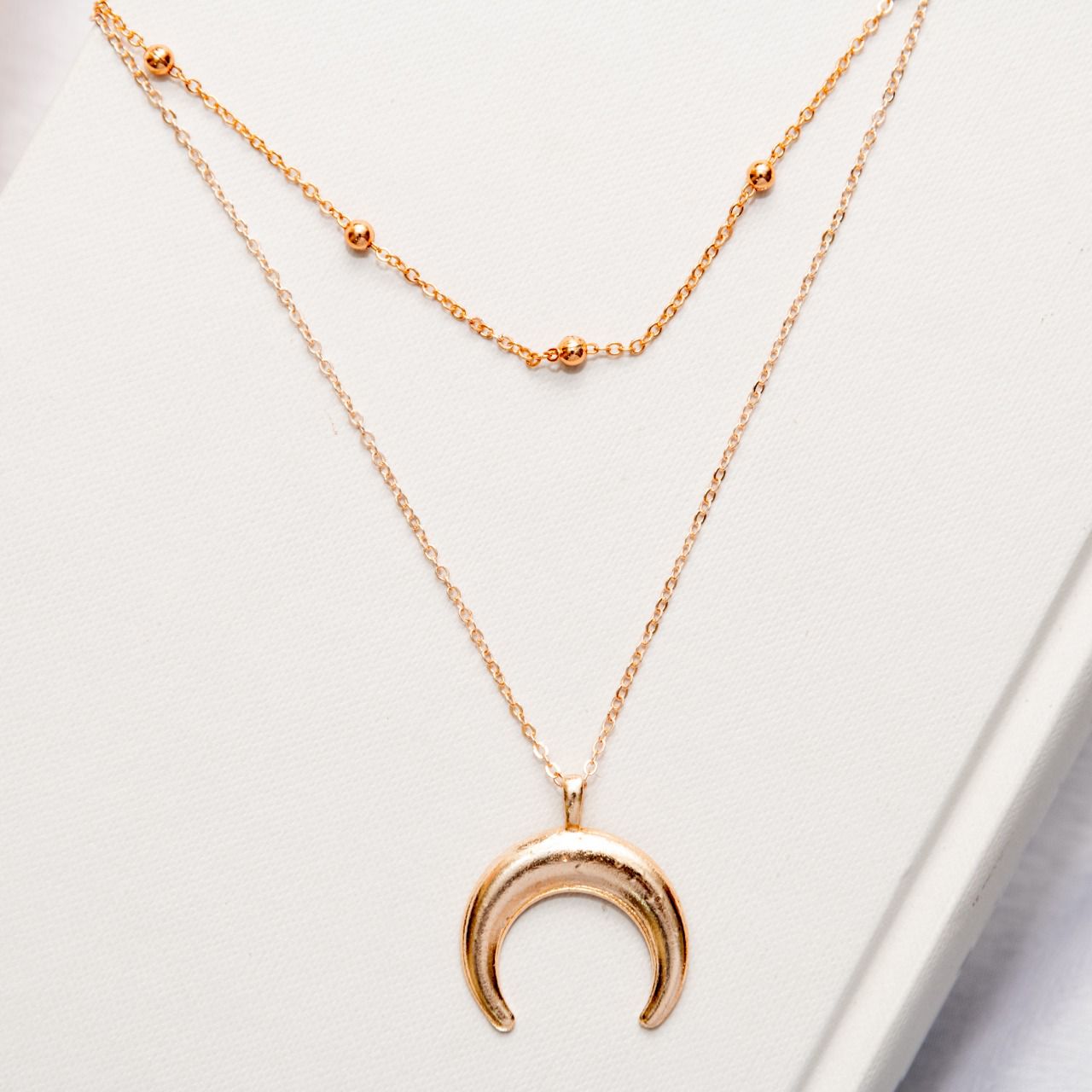 Moon Two Layered Women Necklace