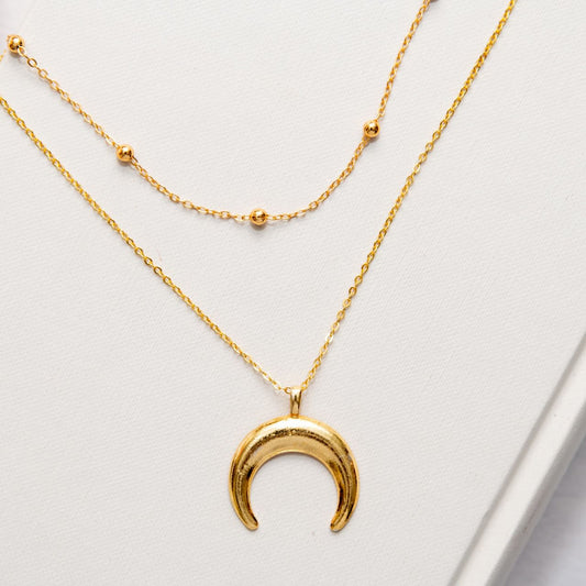 Moon Two Layered Women Necklace