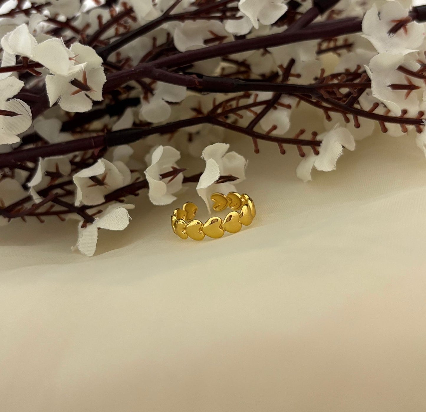Golden Heart Band Women Ring (Adjustable)