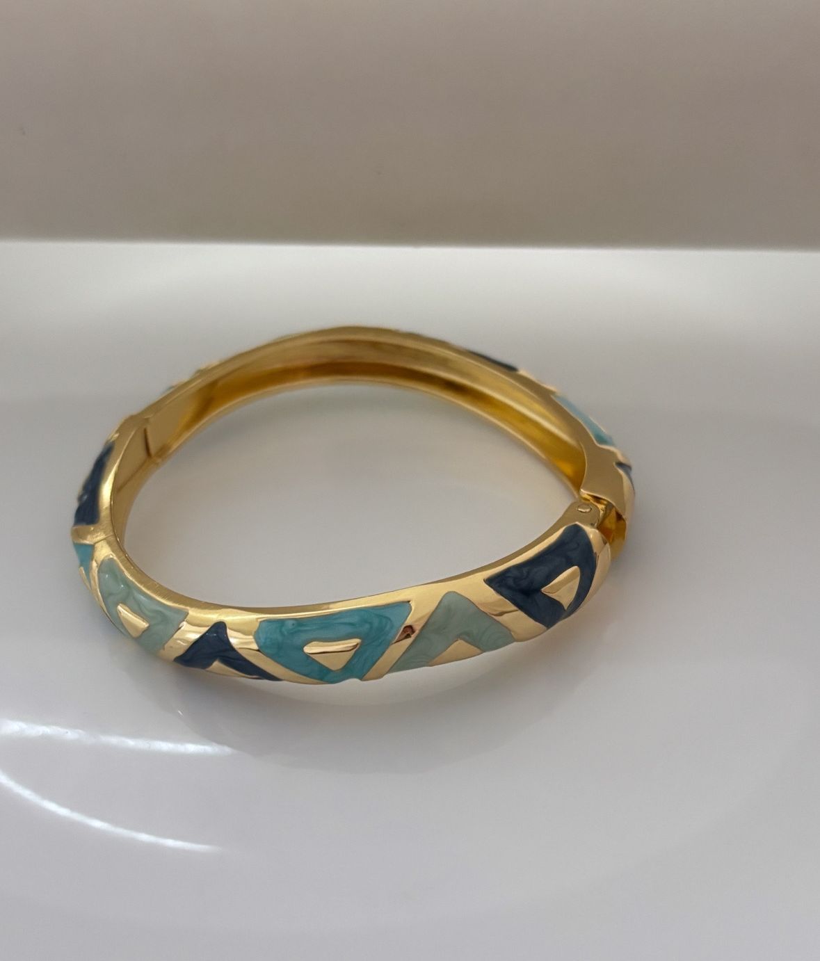 Blue Enamel Kada Bangle Stack #1