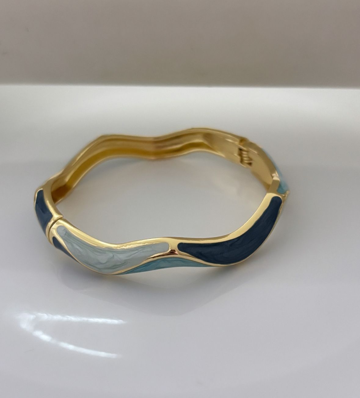 Blue Enamel Kada Bangle Stack #1