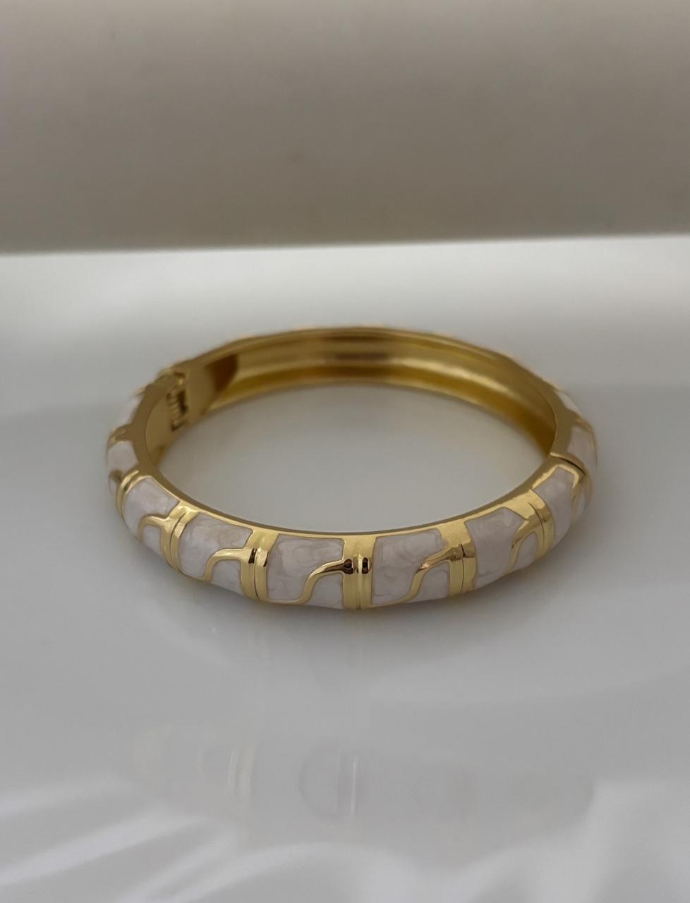 White Enamel Stack Bangle