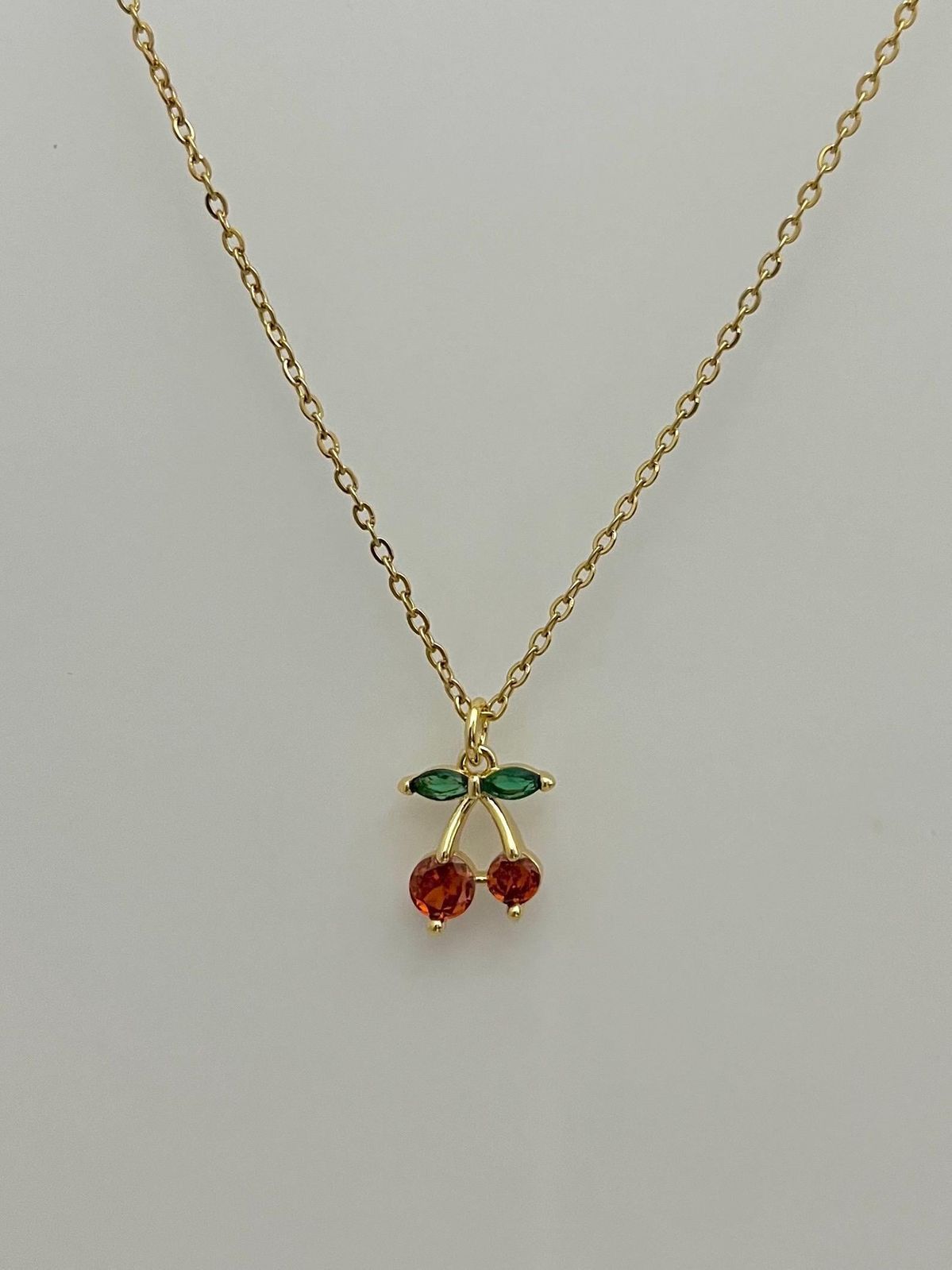 Women Crystal Cherry Charm Necklace (Anti Tarnish)