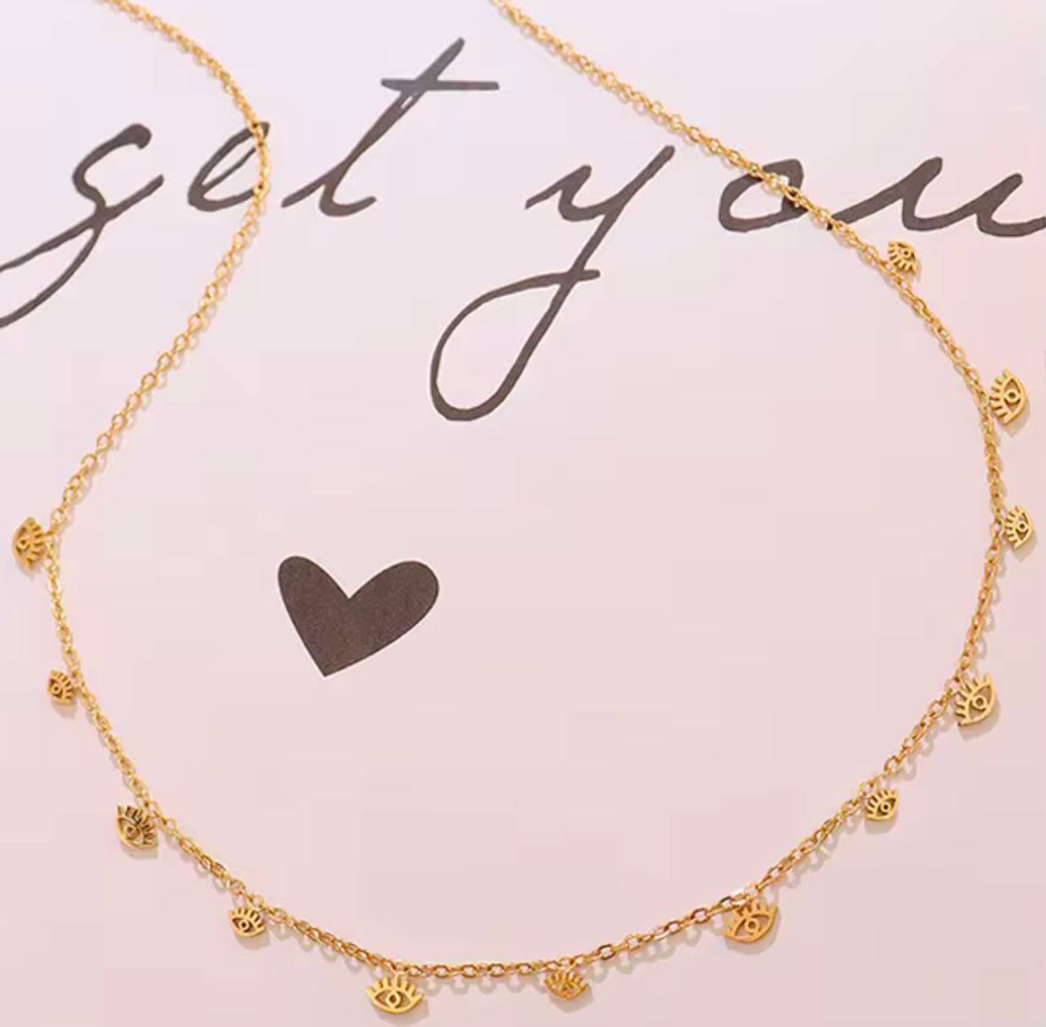 Golden Evil Eye Charm Women Necklace (Anti Tarnish)