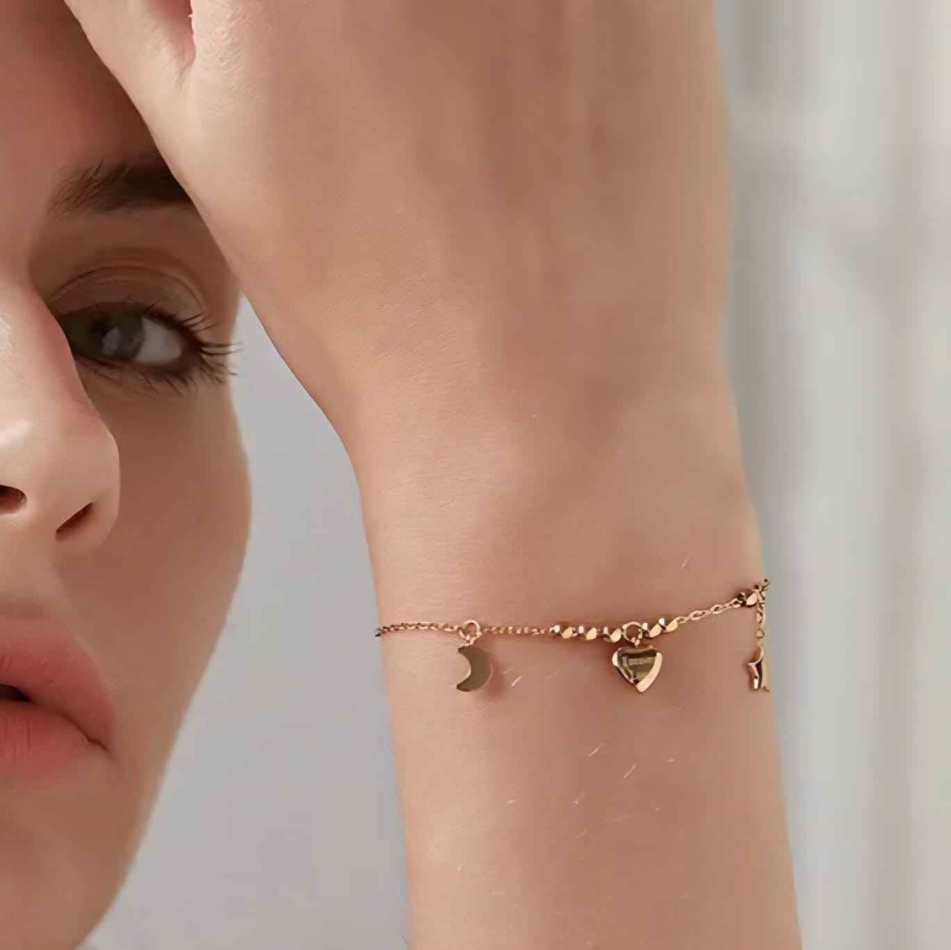 Star Moon Heart Layered Bracelet (Anti Tarnish)