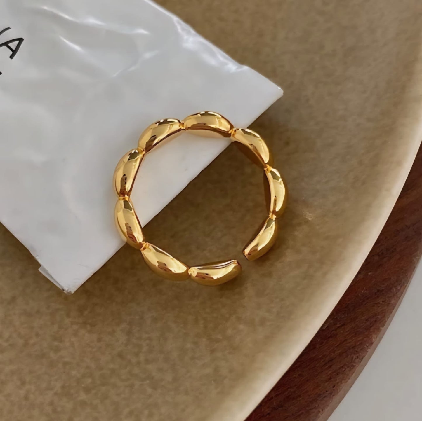 Curve Bubble Anti Tarnish Ring (Adjustable)