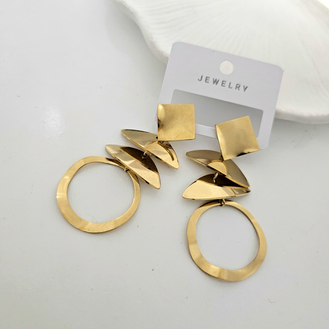 Circle Square Golden Danglers