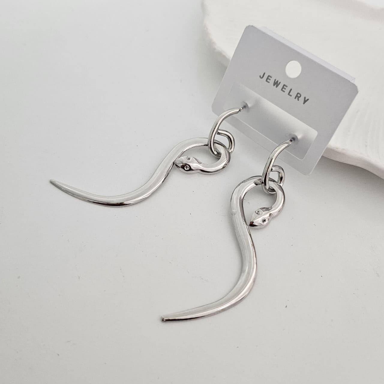 Silver Snake Dangling Earrings