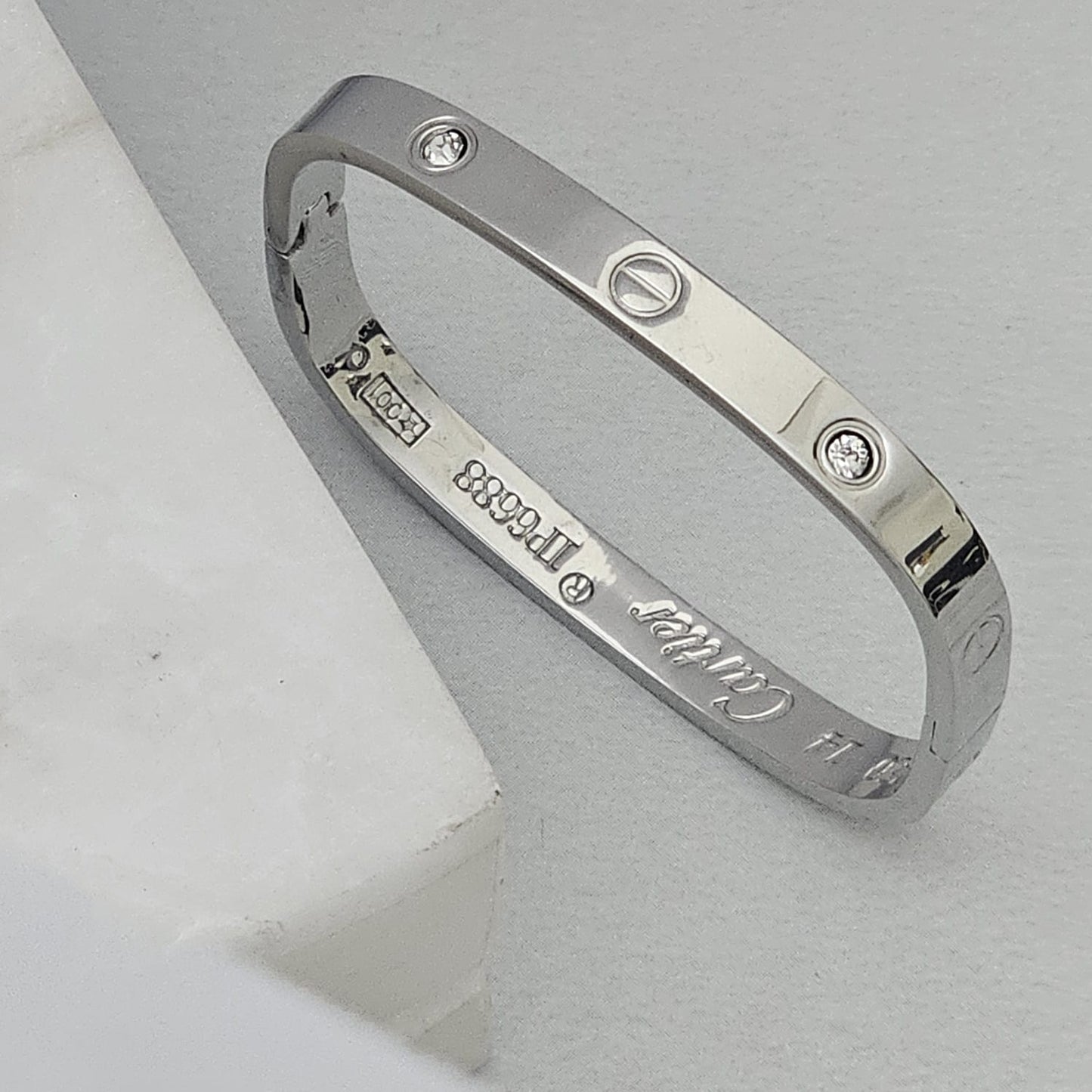 Silver Square Cartier Women Kada Bracelet (Anti Tarnish) (Small Size)