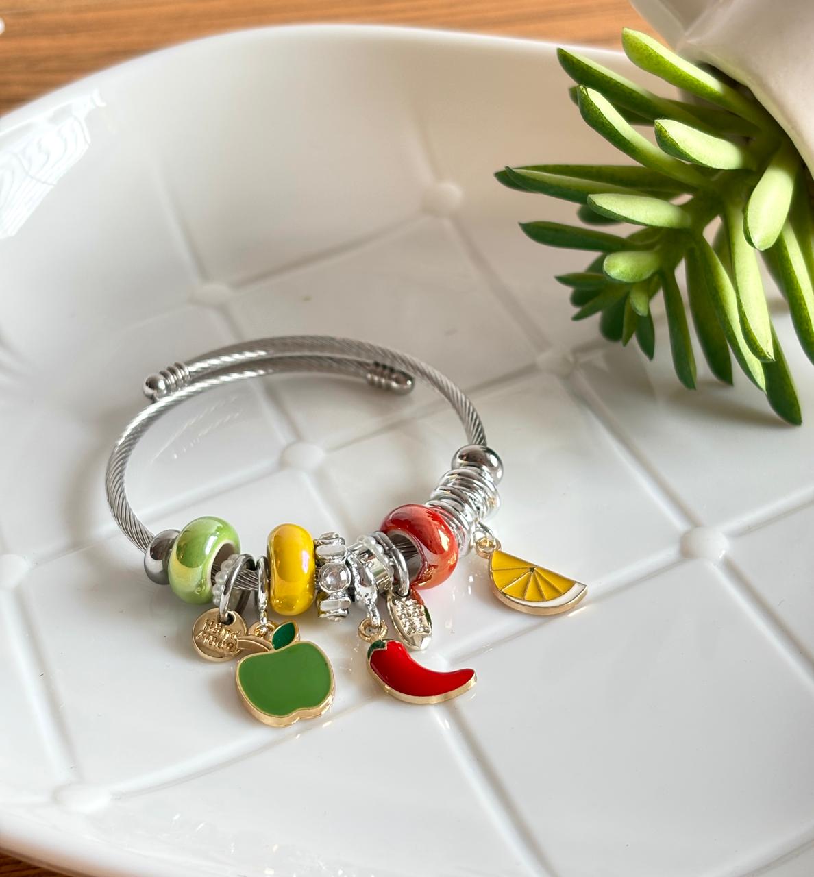 Women Silver Lime Chilly Pandora Charm Bracelet