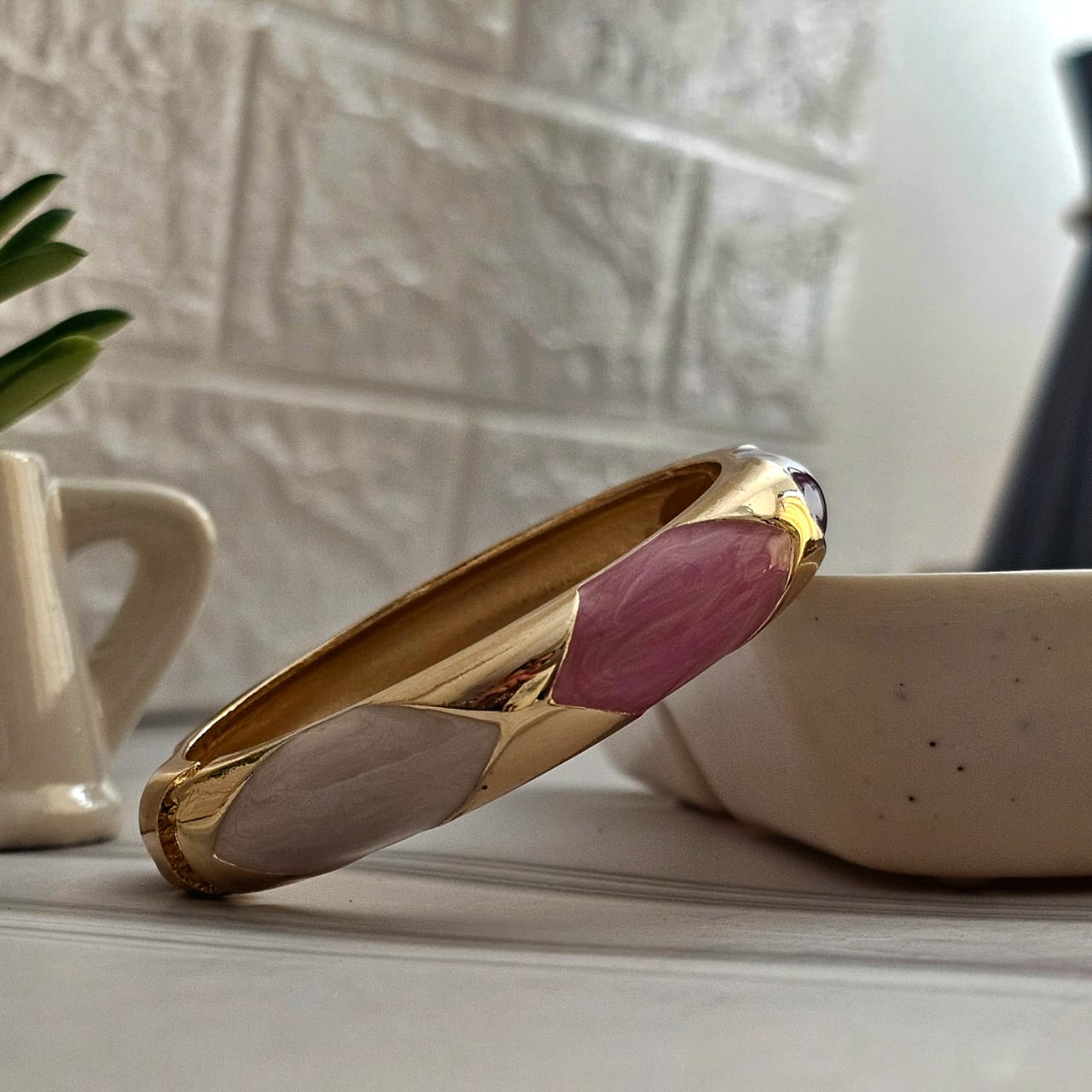 Women Thick Cross Enamel Kada Bracelet