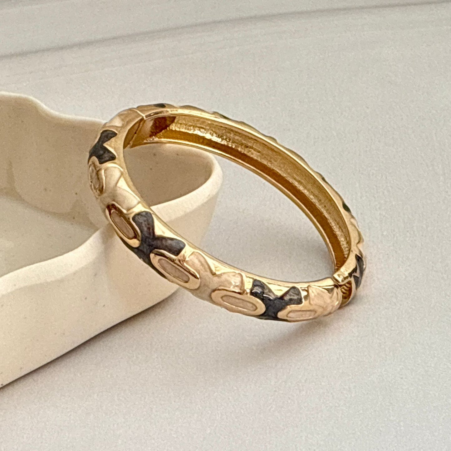 Women Tribal Brown Beige Enamel Kada Bracelet