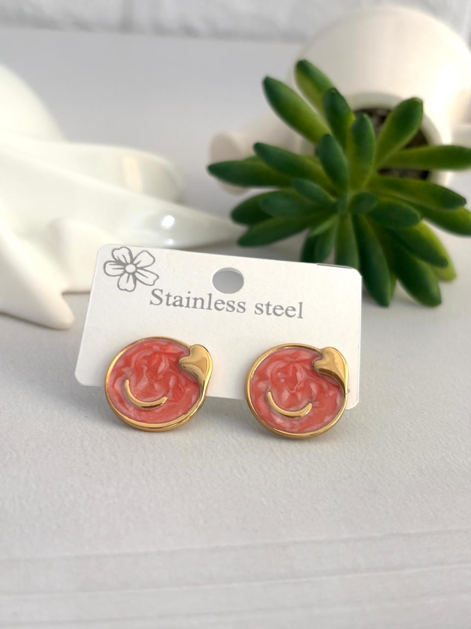 Women Enamel Heart Moon Earring