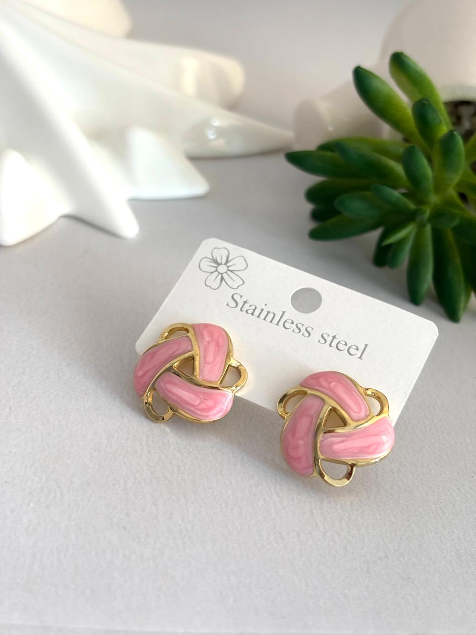 Women Enamel Pink Star Earring