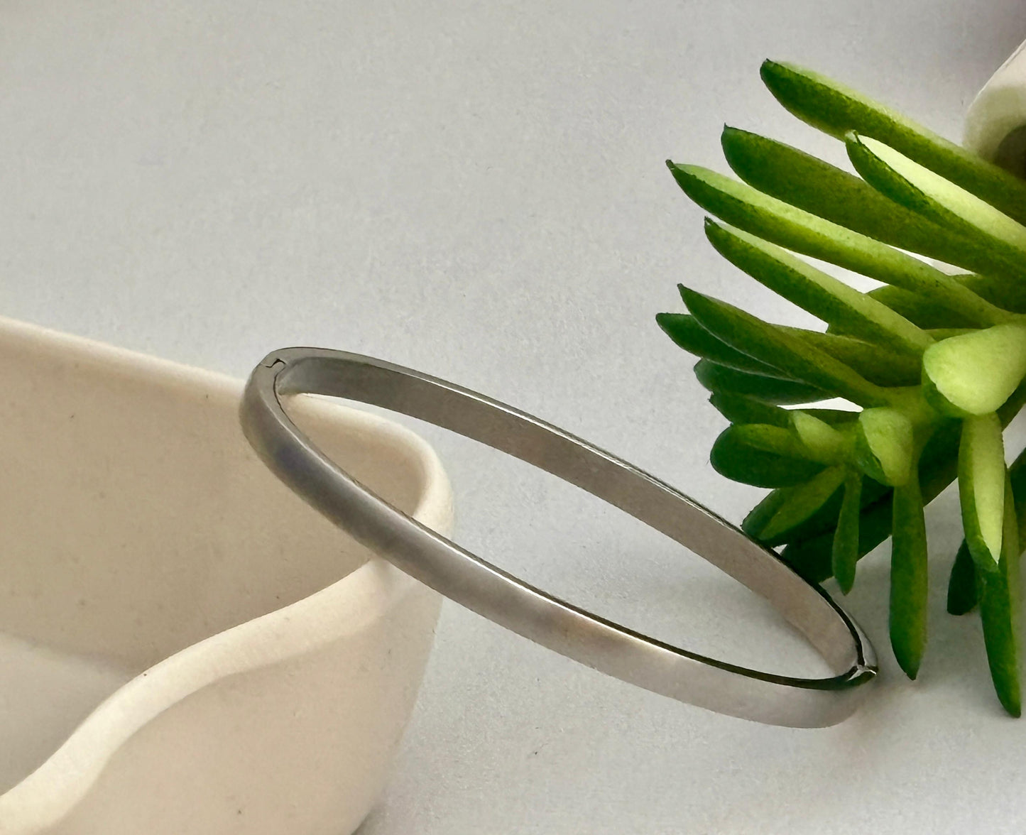 Women Silver Matt Kada Bracelet (Anti Tarnish) (Small Size)