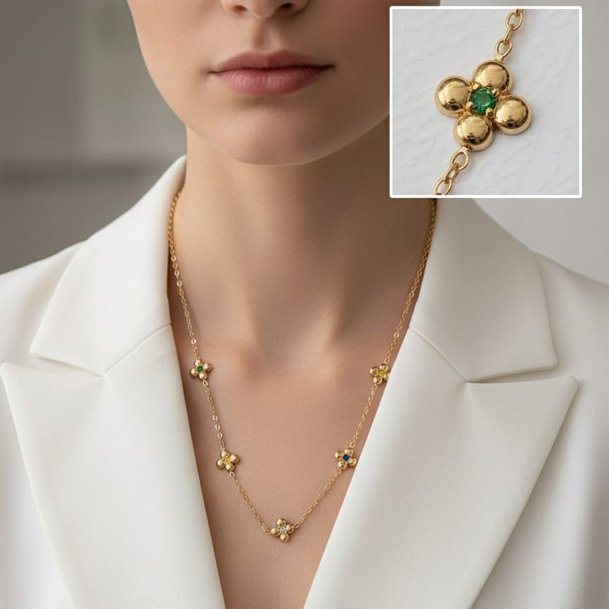 Women Green Clove Charm Necklace (Anti Tarnish)