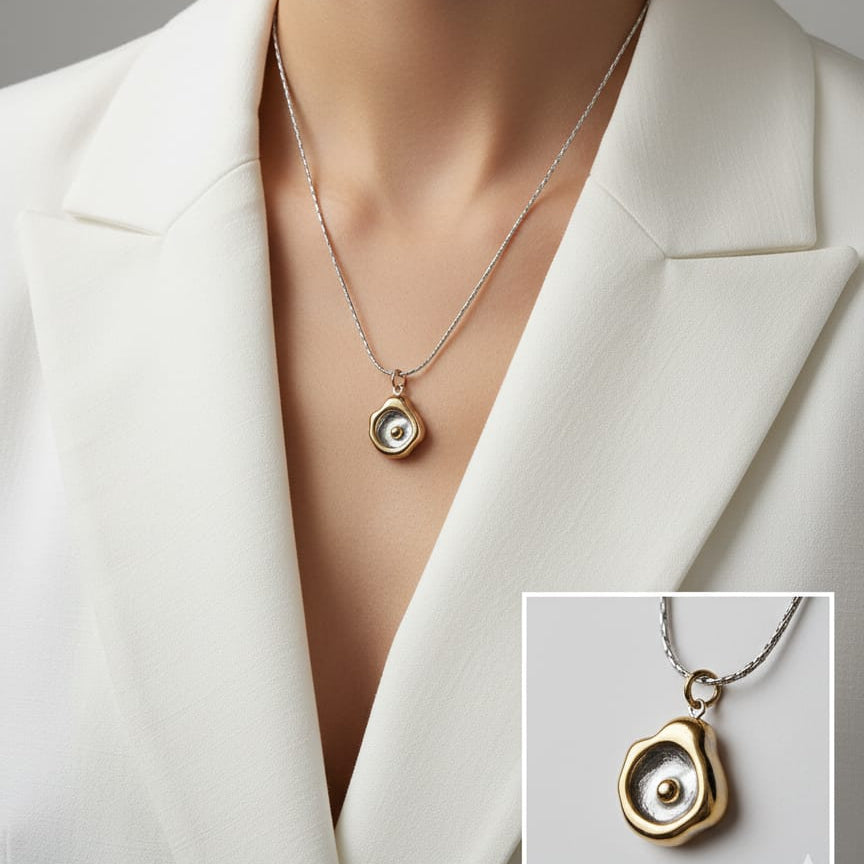 Women Dual Tone Curve Necklace (Anti Tarnish)