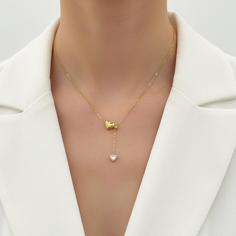 Women Heart Drop Necklace (Anti Tarnish)