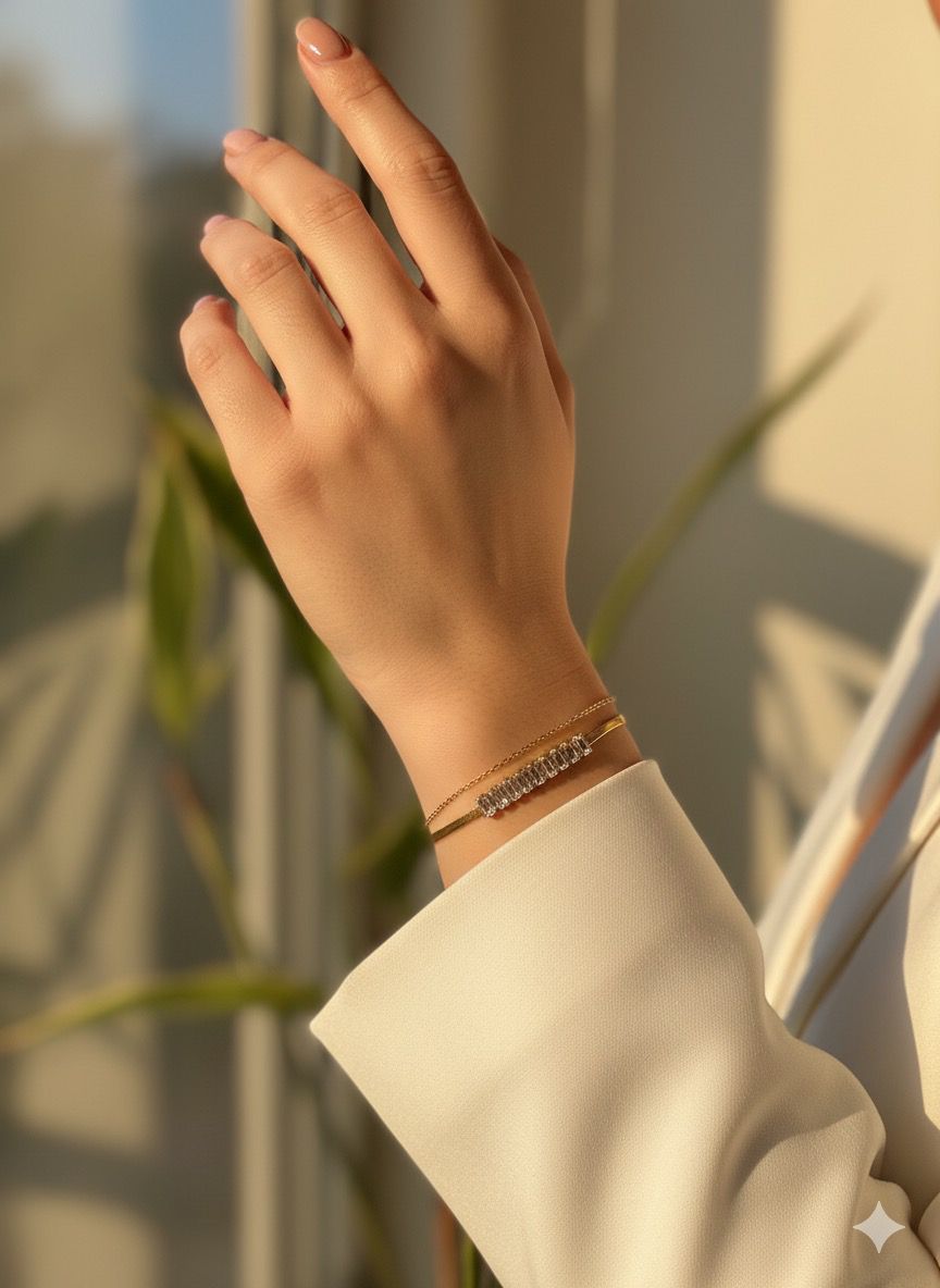 Women Golden Snake Chain Tennis Layered Bracelet (Anti-Tarnish)