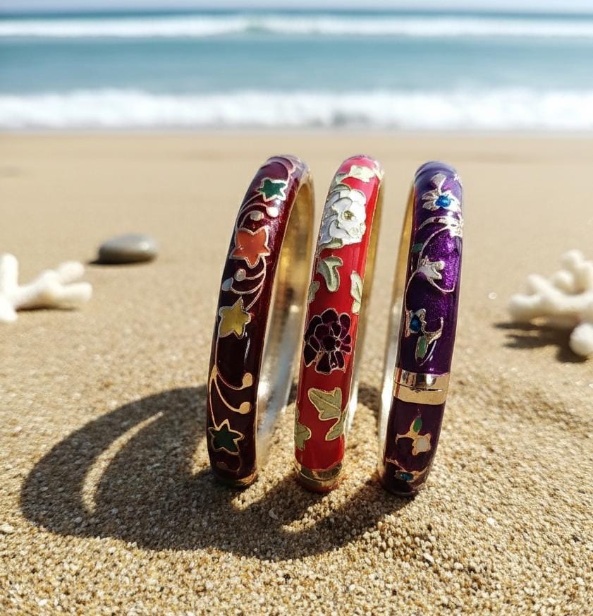 Women Statement Floral Enamel Kada Bracelet