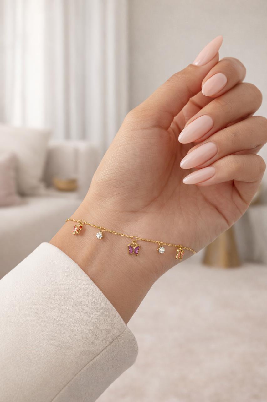 Golden Butterfly Stone Charm Chain Bracelet - Anti Tarnish - Nimé By Shop Trendys