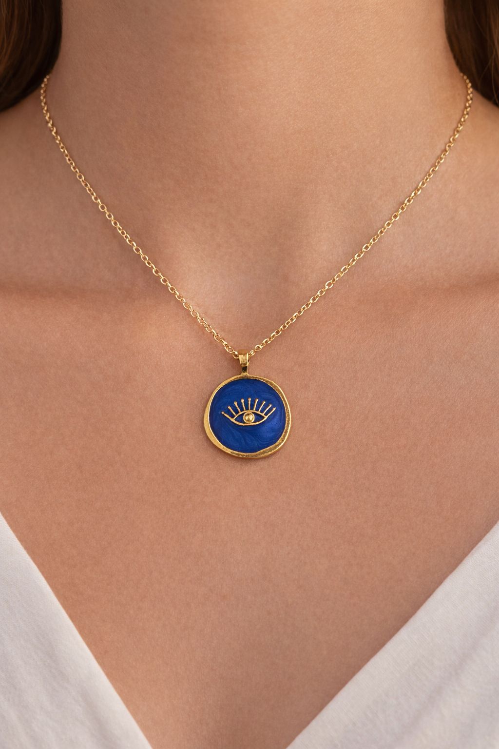 Women Galaxy Navy Blue Evil Eye Dainty Necklace - Nimé By Shop Trendys