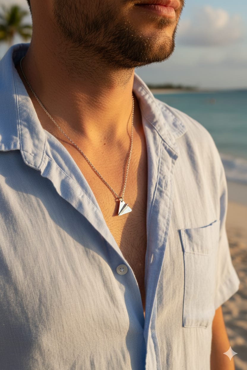 Men Origami Plane Chain Necklace - Nimé By Shop Trendys