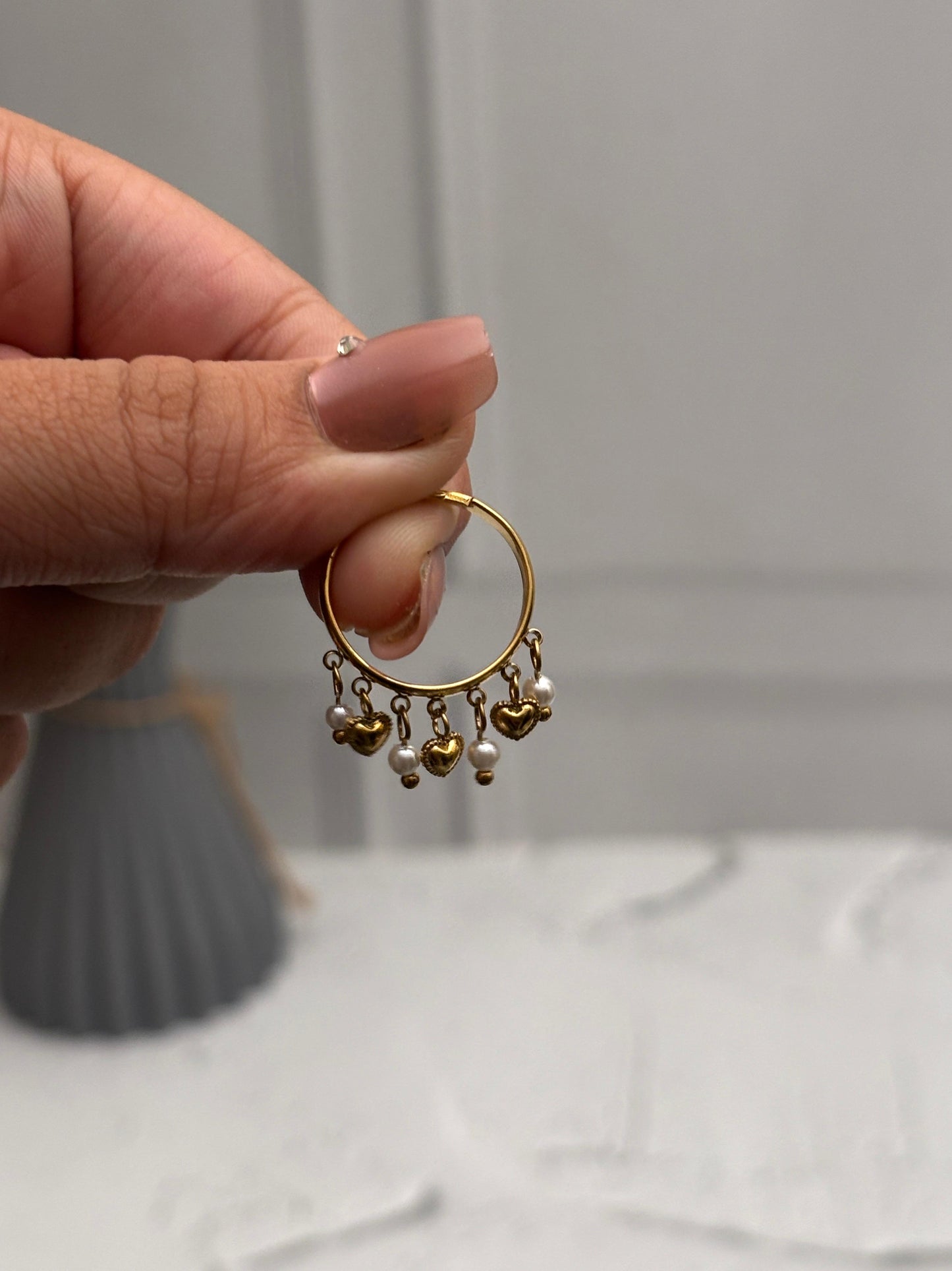 Heart Pearl Charm Adjustable Ring ( Anti Tarnish ) - Nimé By Shop Trendys