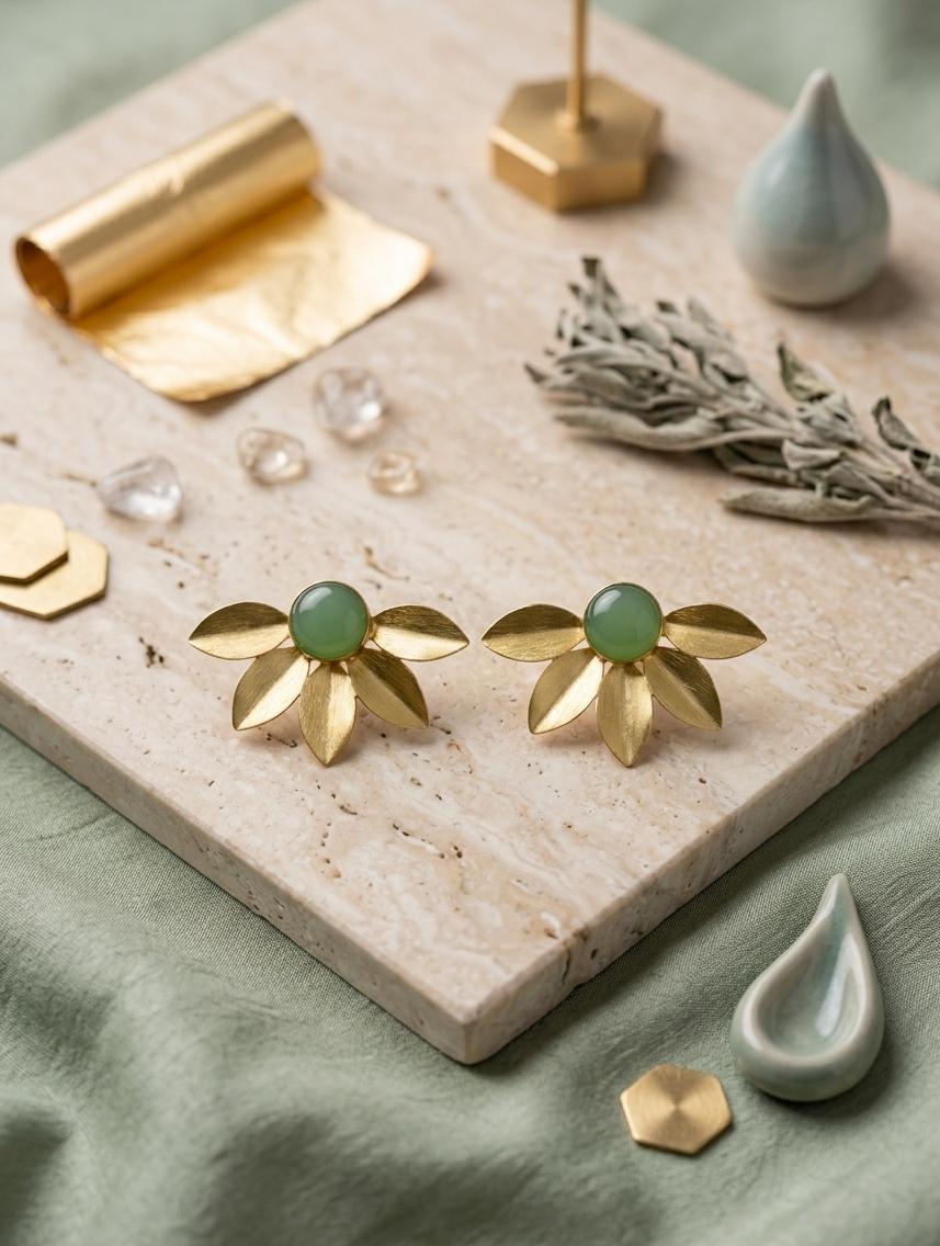 Golden Flower Stud Earrings - Nimé By Shop Trendys