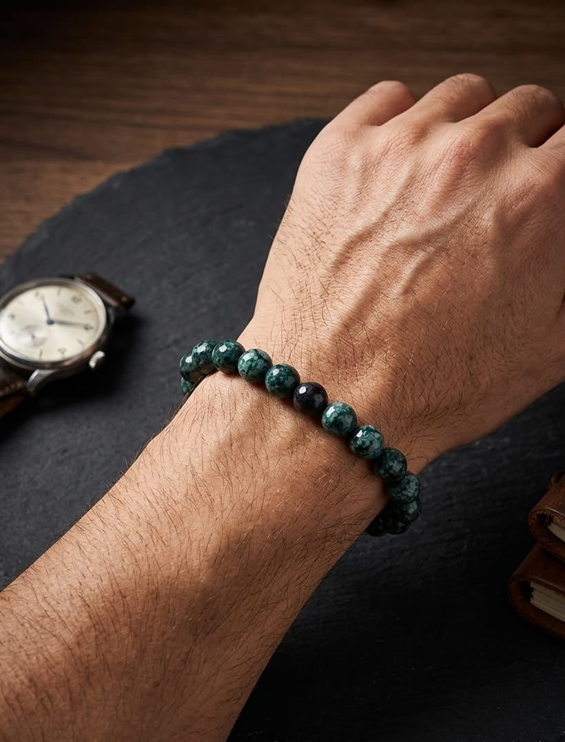 Men Granite Green Beads Bracelet - Nimé By Shop Trendys