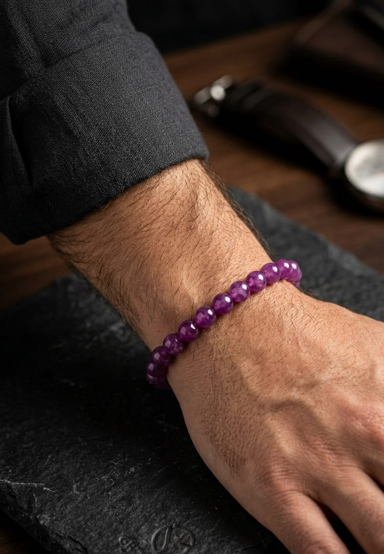 Men Purple Beads Bracelet - Nimé By Shop Trendys
