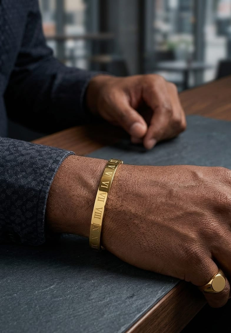 Men Golden Roman Kada Bracelet (Anti Tarnish) - Nimé By Shop Trendys