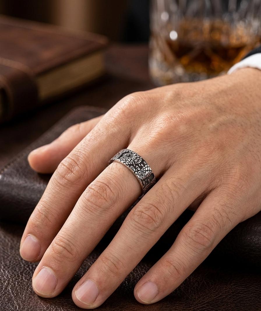 Men Black Statement Ring