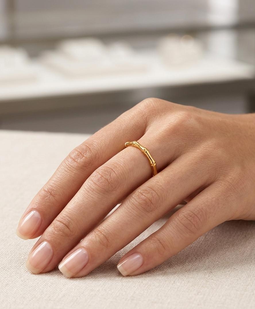 Women Golden Anti Tarnish Bone Ring (Size 18)