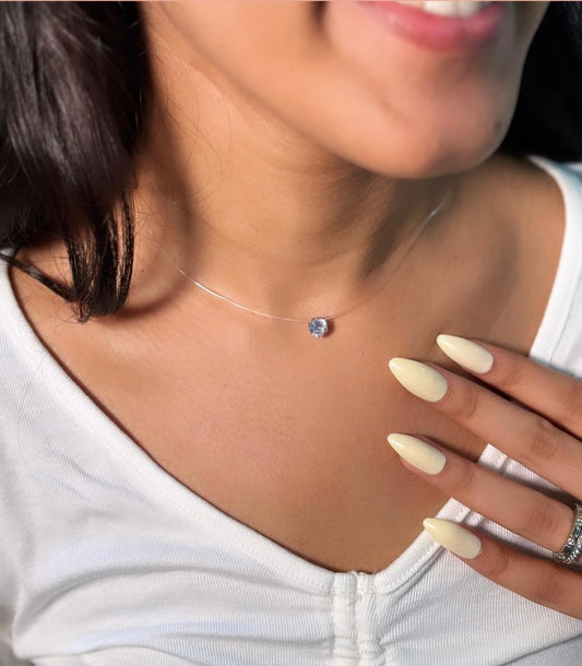 Transparent Solitaire Necklace (Silicon Thread)