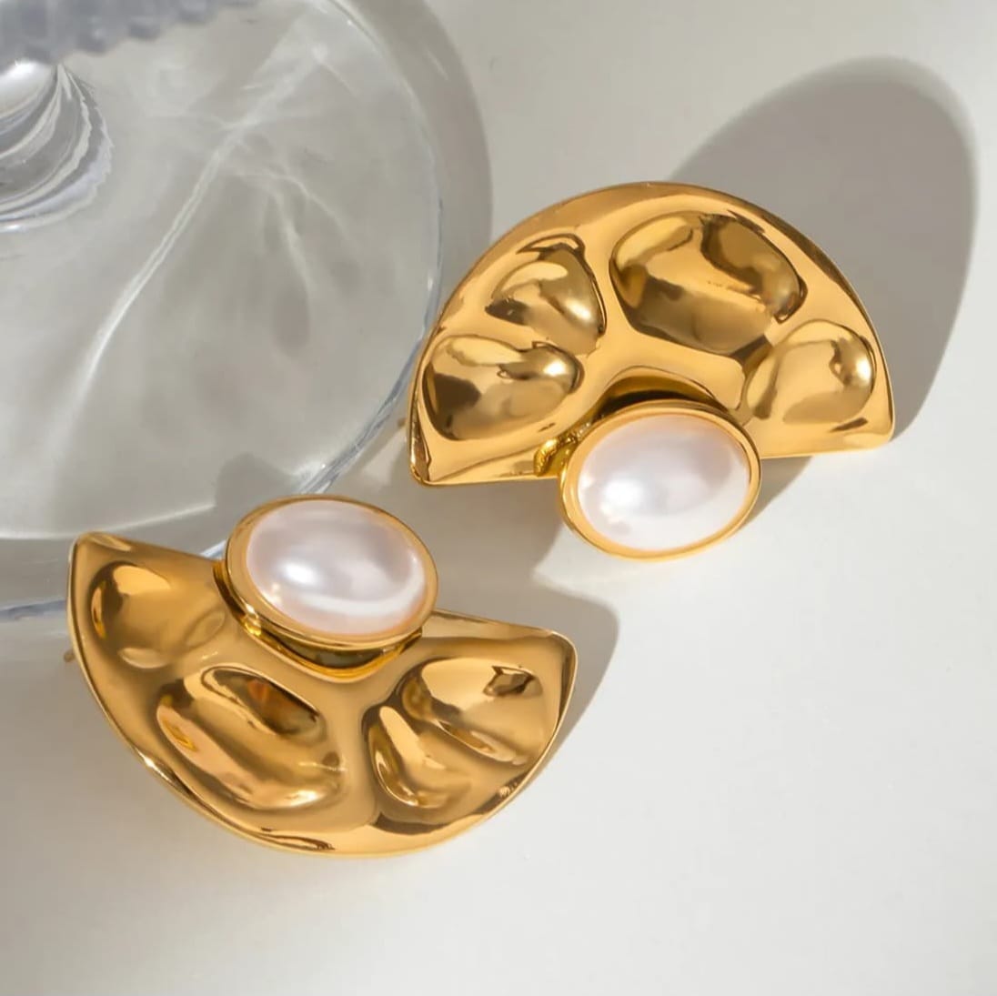 Pearl Semi Circle Studs Earrings
