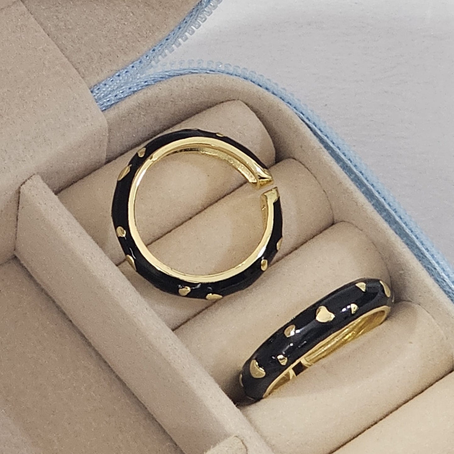Golden Heart Flake Enamel Ring - Adjustable