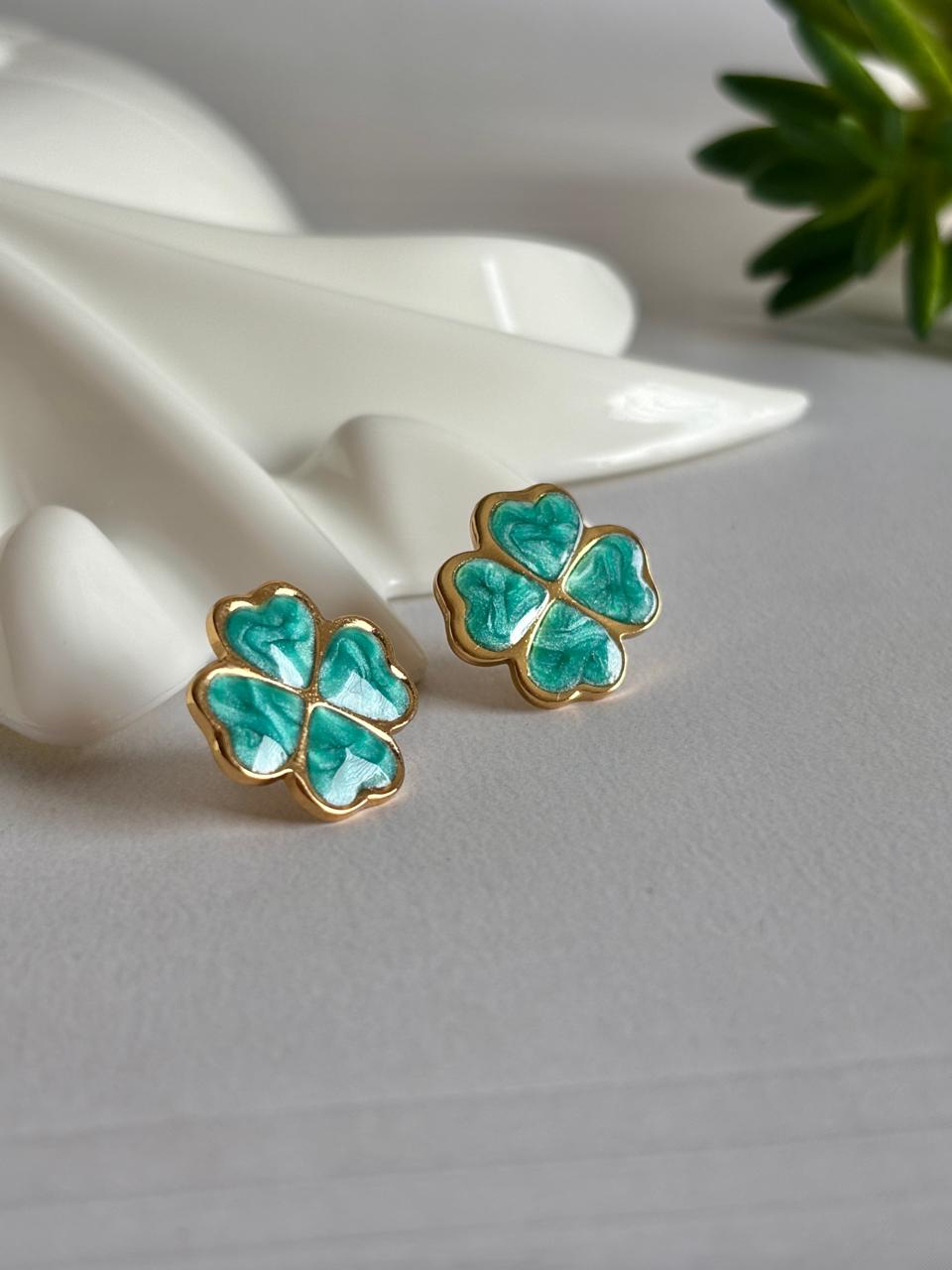 Women Enamel Clover Earring