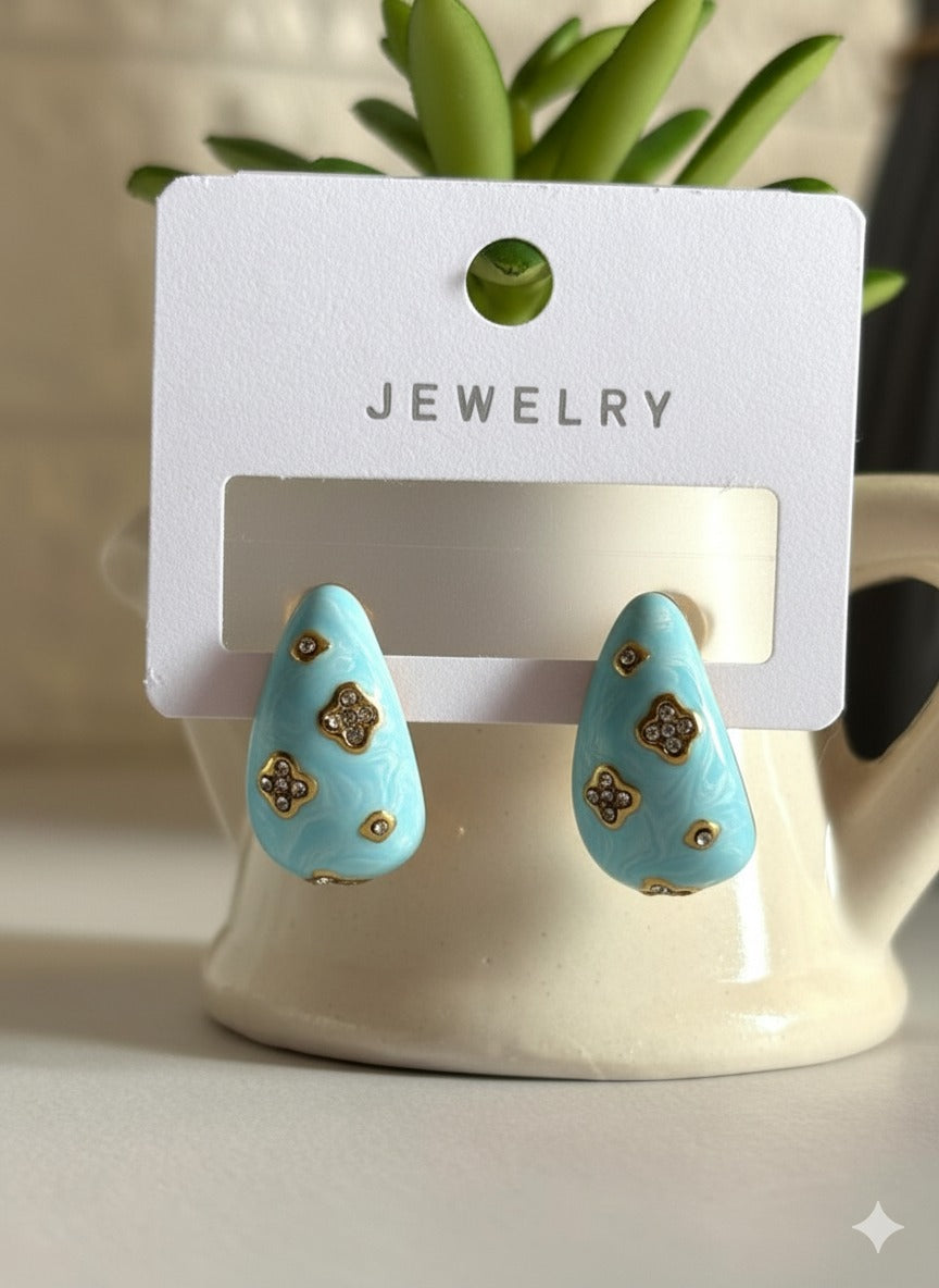 Women Enamel Diamond Studded Drop Earring